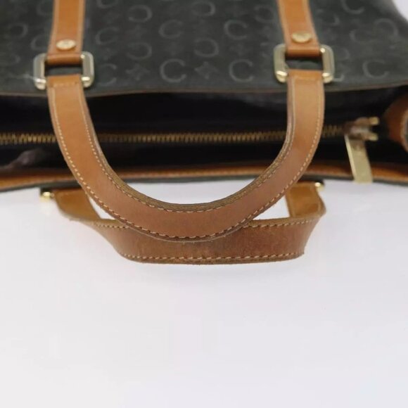 CELINE C Macadam Canvas Hand Bag Suede Gray Gold Auth mr1055 - Picture 8 of 16